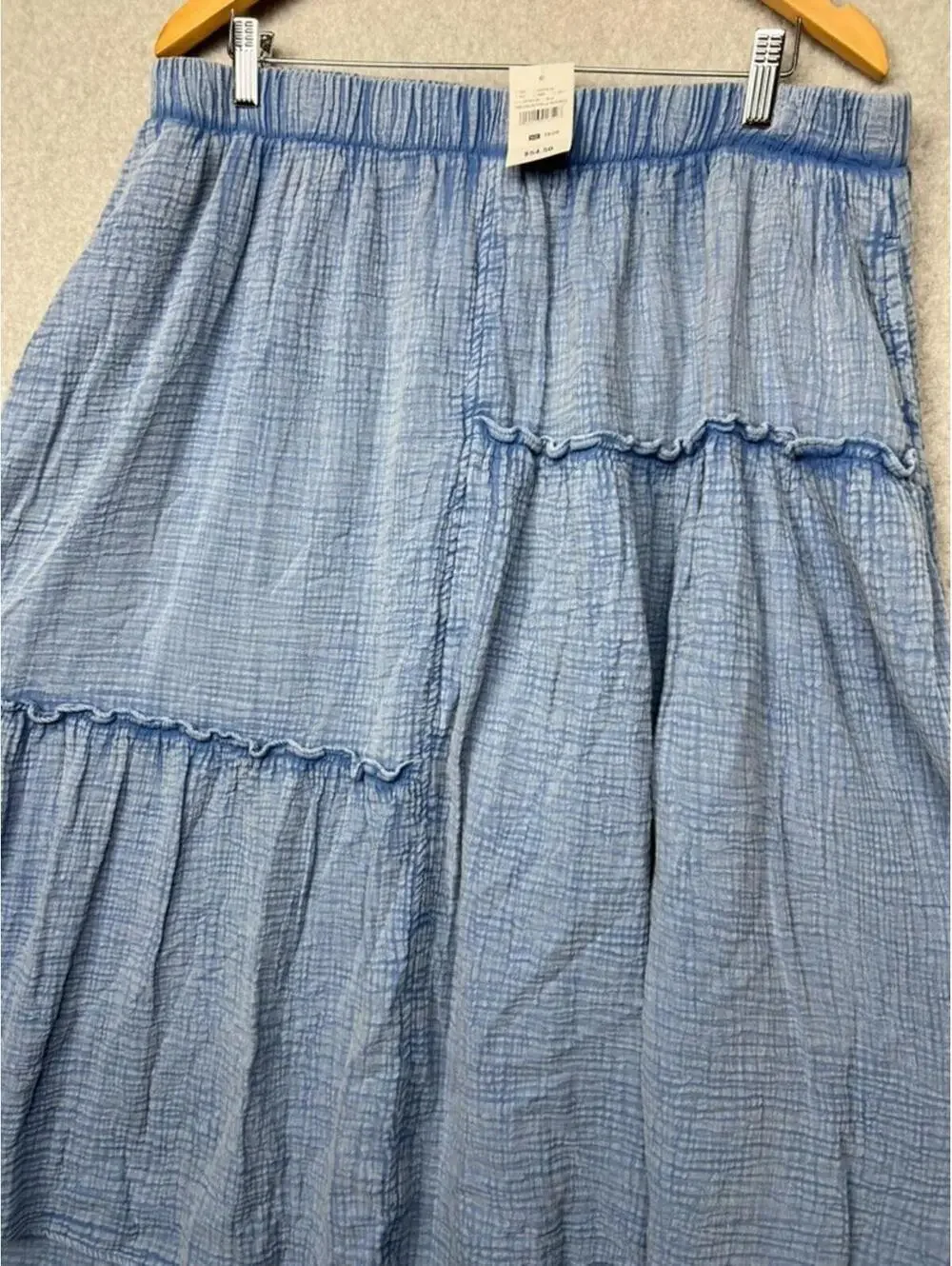 NWT Lane Bryant Double Gauze Tiered Maxi Skirt 18/20 Blue Coastal Grandma Boho